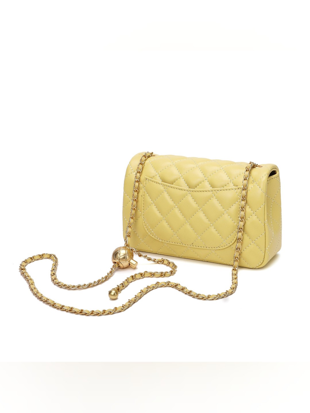 Tiffany & Fred Paris Yellow Quilted Sheepskin Leather Crossbody Bag — image 3 of 8